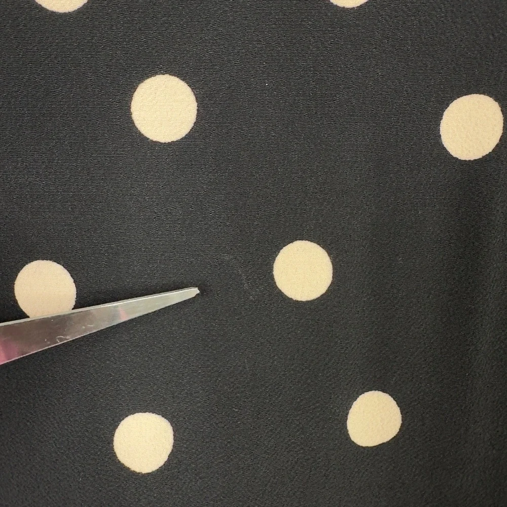 Kate Spade Dress Womens 0‎ Black Tan Polka Dot Ruffle Trim Feminine Quiet Luxury